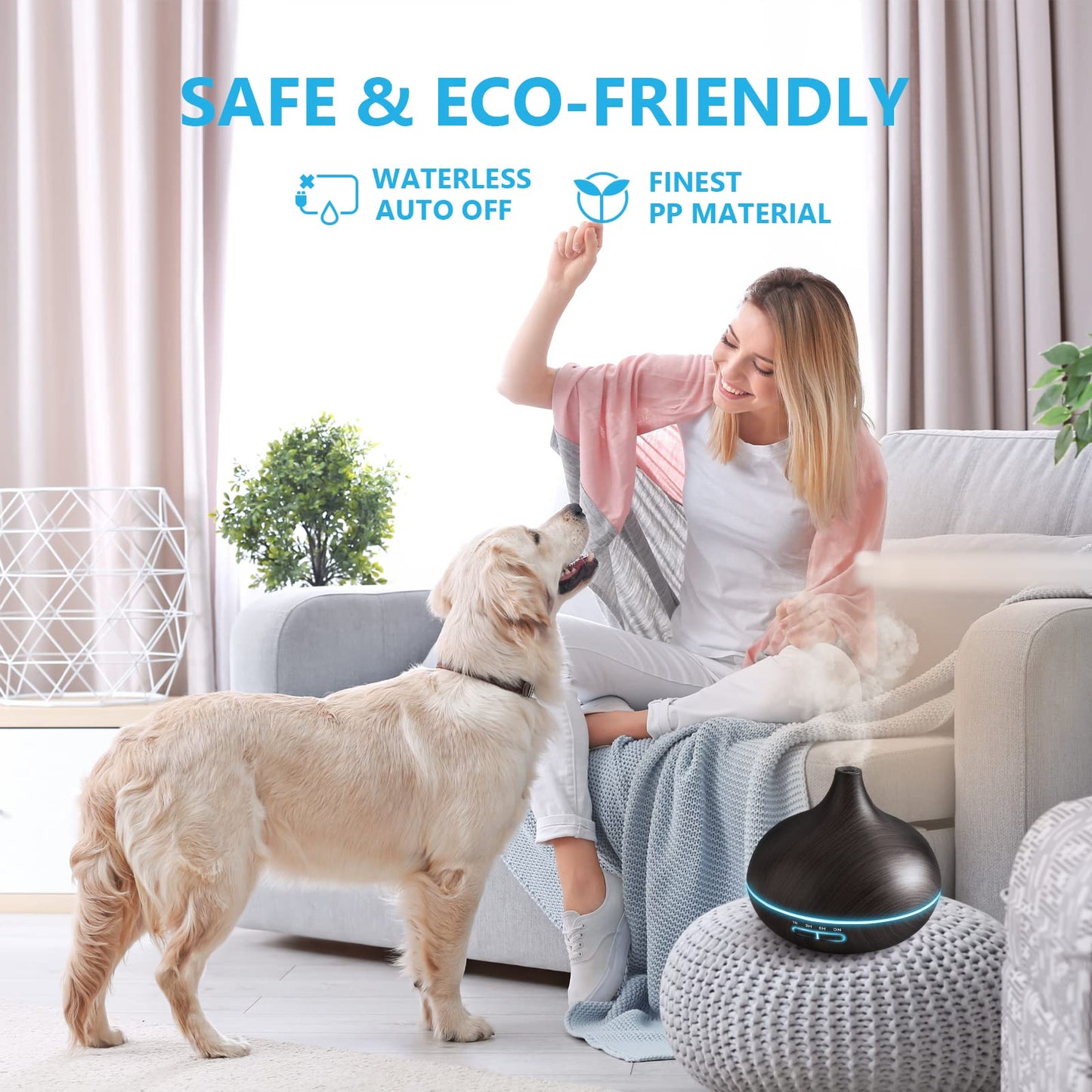 Large Room 550ml Essential Oil Diffuser with Remote – Ultrasonic Diffuser, Timer, 7-Color Lights