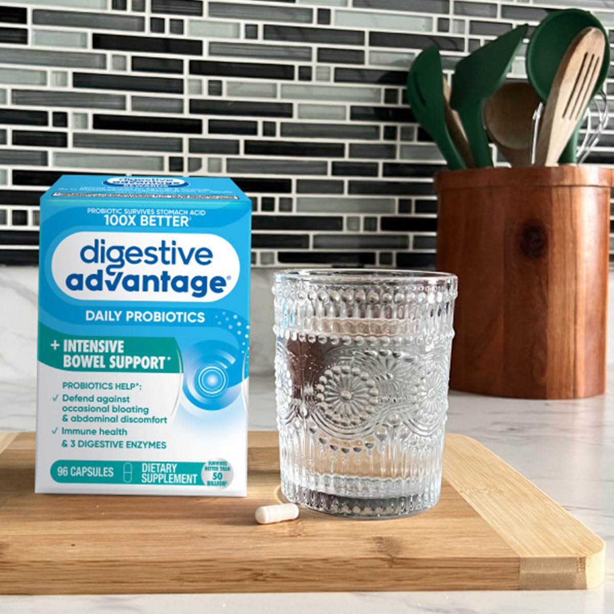 Digestive Advantage IBS Probiotics + Enzymes – Intensive Bowel Support, 96 Capsules