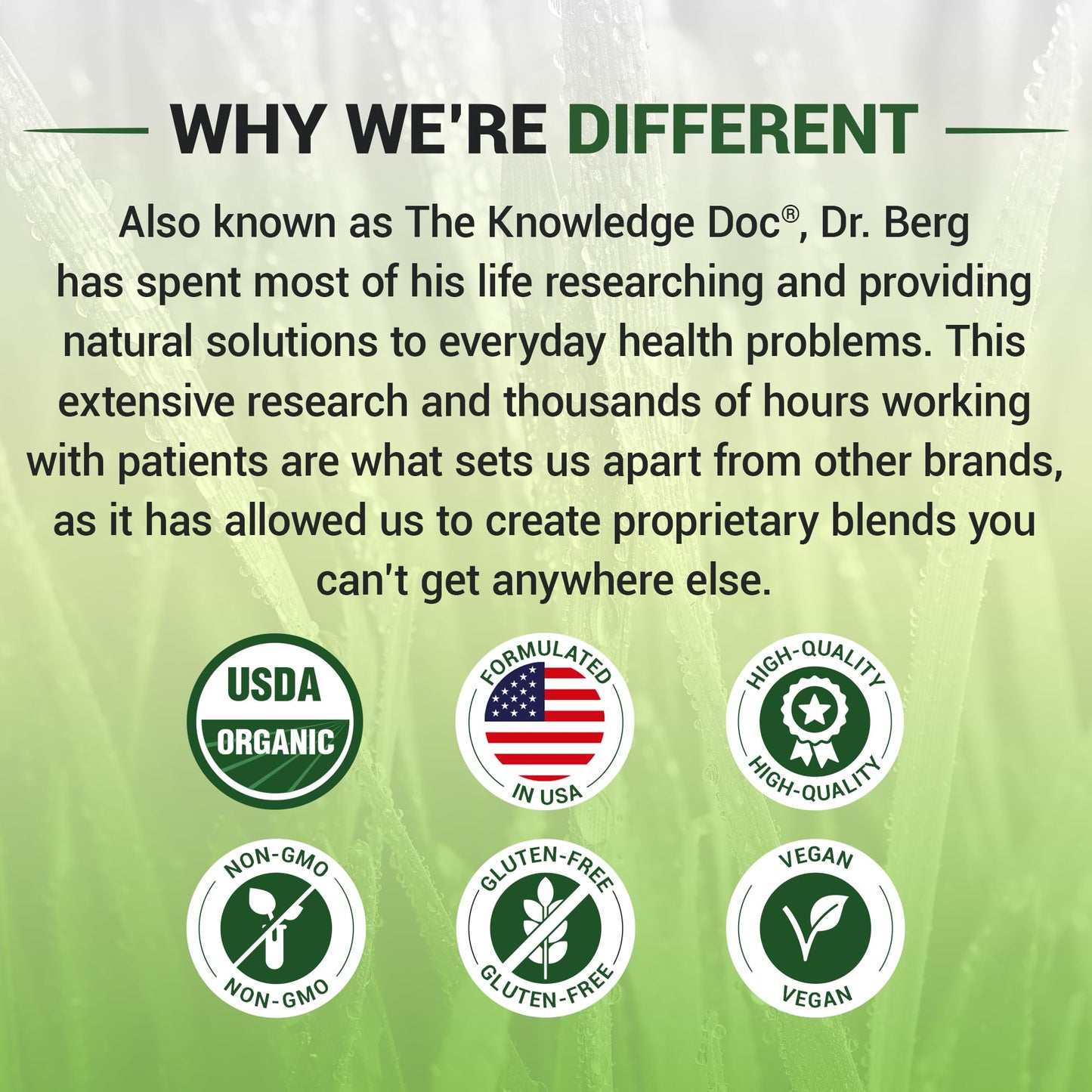 Dr. Berg USDA Organic Green Powder Superfood – Lemon Flavor, 60 Servings