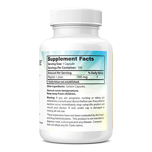 Dr. Clark Pepsin Supplement 700mg - 100 Capsules | Digestive Enzymes