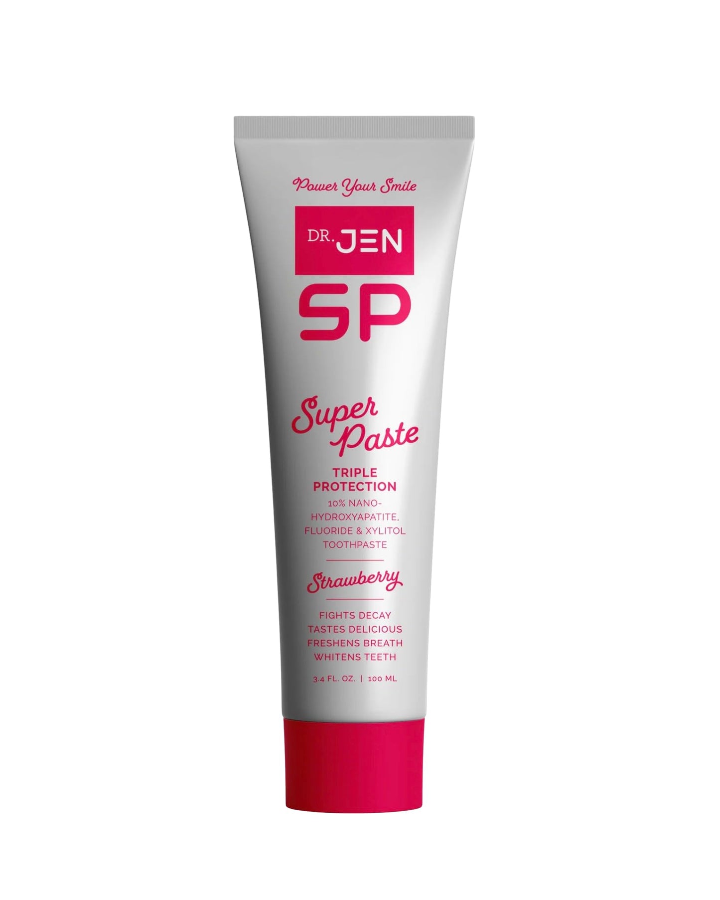 Dr. Jen Super Paste: Fluoride +10% Nano-Hydroxyapatite Travel Toothpaste – Strawberry
