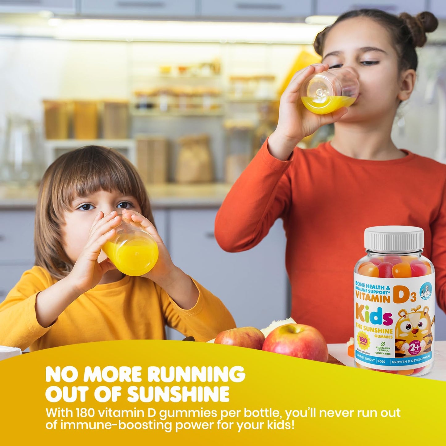 DR. MORITZ Vitamin D Gummies – 2000 IU, 180 Count, Vegetarian & Gelatin-Free | Immune Support for Kids & Adults