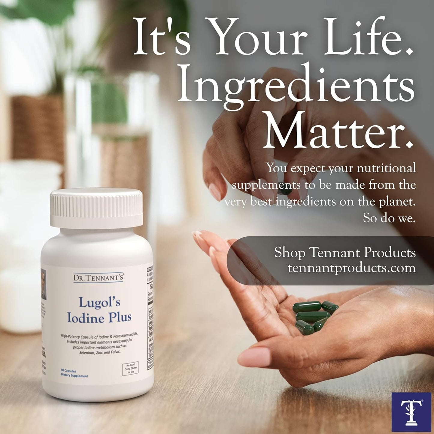 Dr. Tennant's Iodine Supplement Plus | Lugol's Iodine & Potassium Iodide with Selenium & Zinc | Supports Thyroid & Breast Health | 90 Capsules