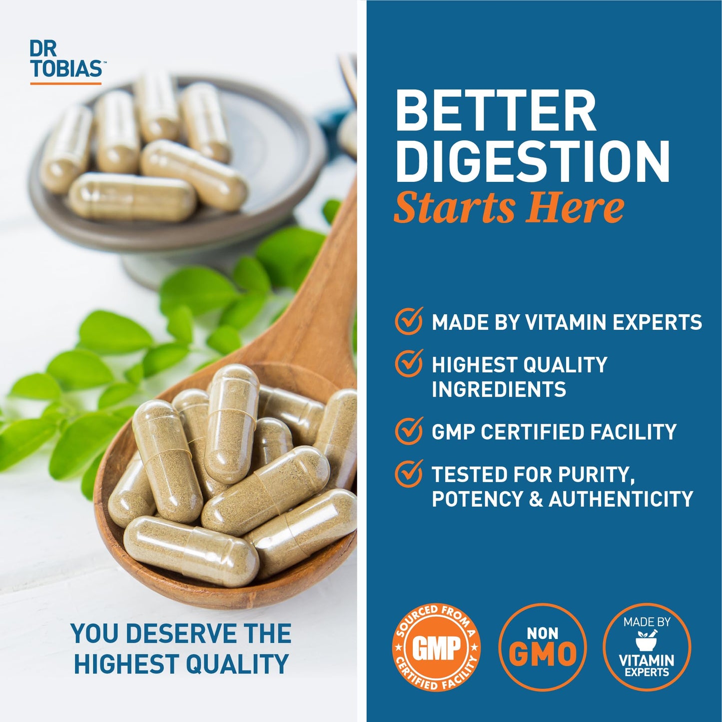 Dr. Tobias Digestive Enzymes – 18 Enzymes for Digestion, 30 Capsules