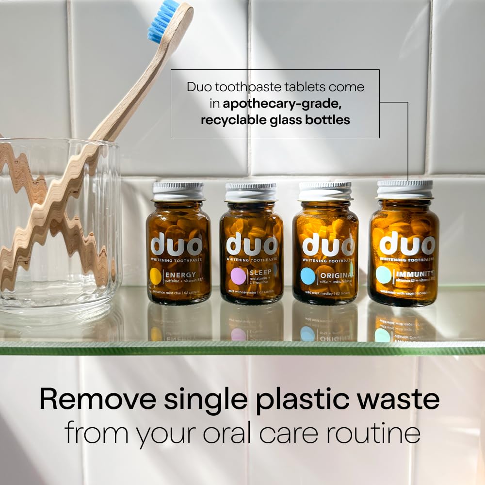 Duo Immunity Toothpaste Tablets – Nano-Hydroxyapatite, D3+B12, 62 Tabs | Glass Bottle