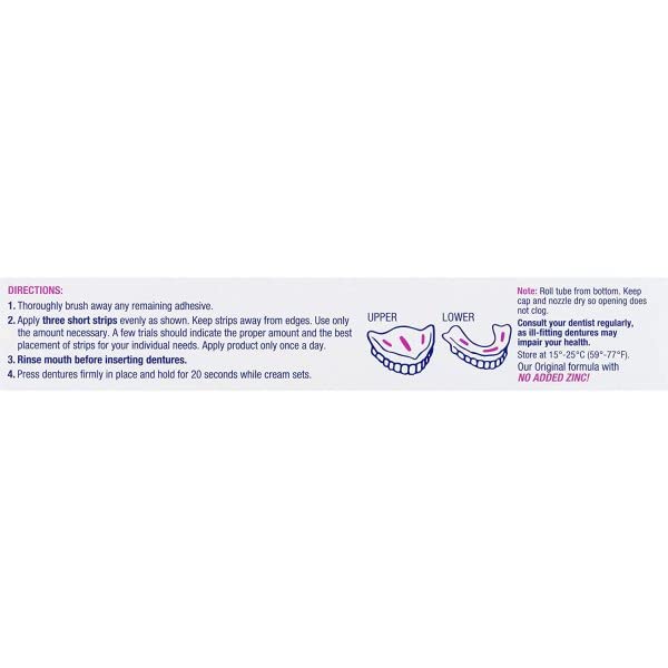 Effergrip Denture Adhesive Cream – Extra Strong Hold, Zinc Free, ADA Seal, 2.5 oz (Pack of 6)