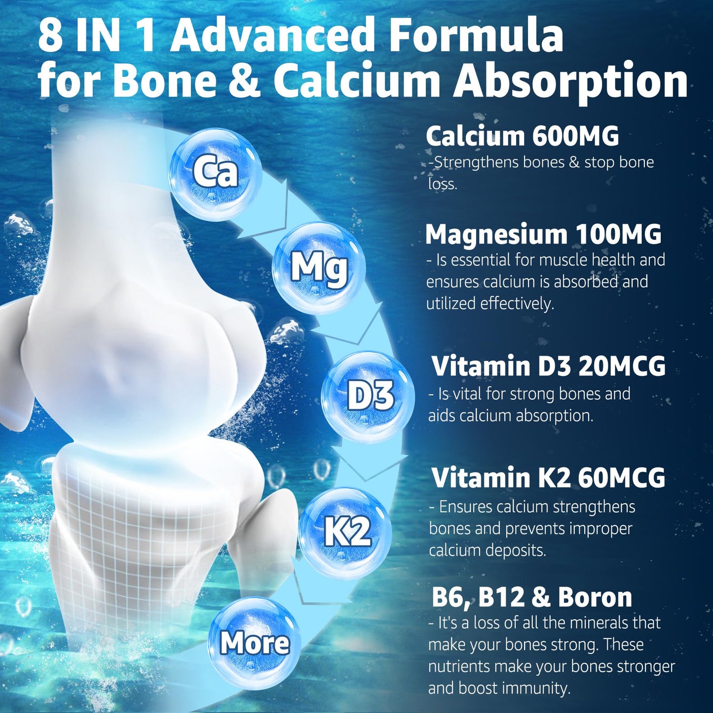 EnvyCure Calcium Gummies 600mg – Ocean Algae Calcium with Vitamin D3, K2, Magnesium | 2-Pack | Vegan, Sugar-Free