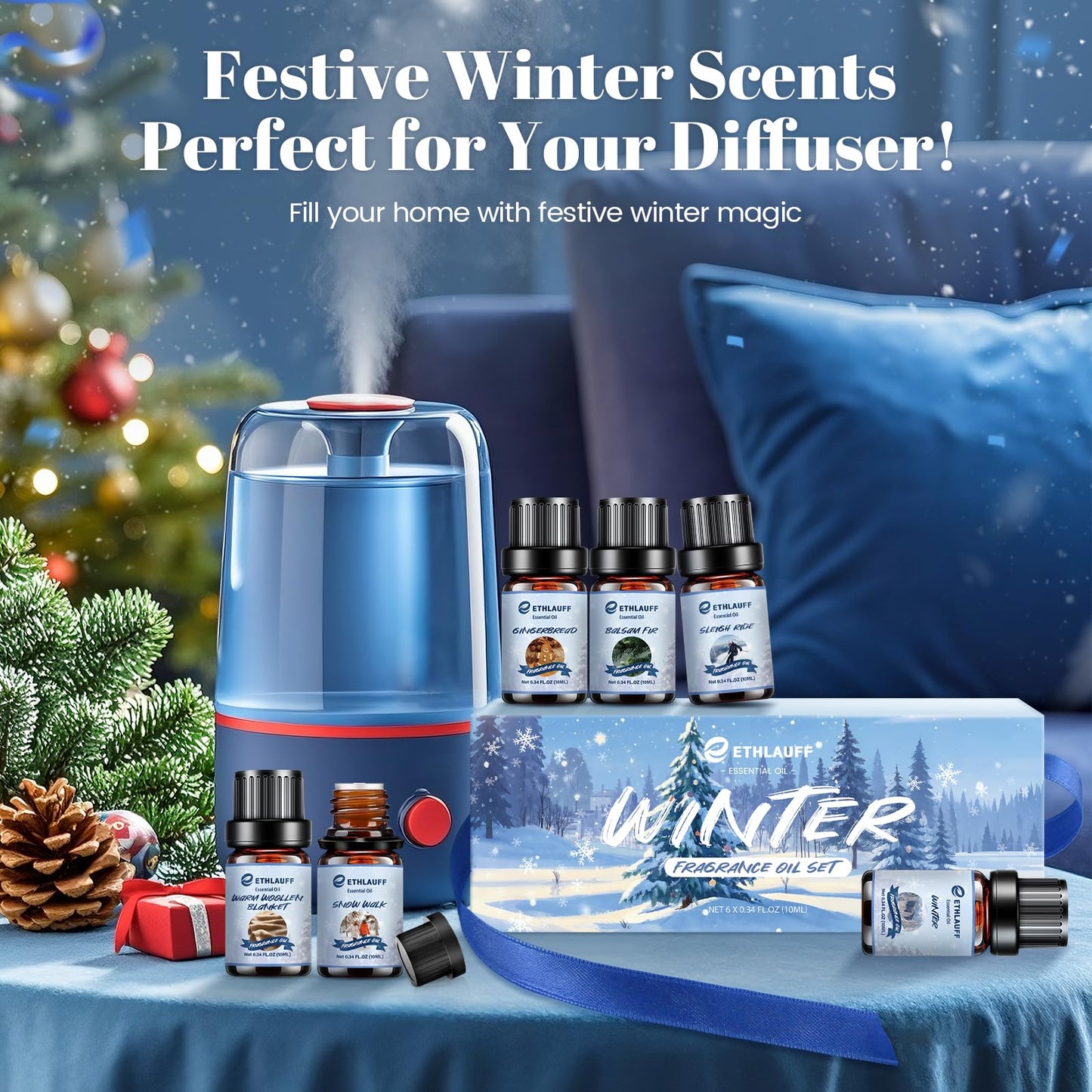 Essential Oils Winter Set - Premium Fragrance Gift for Diffuser, Soap & Candle Making