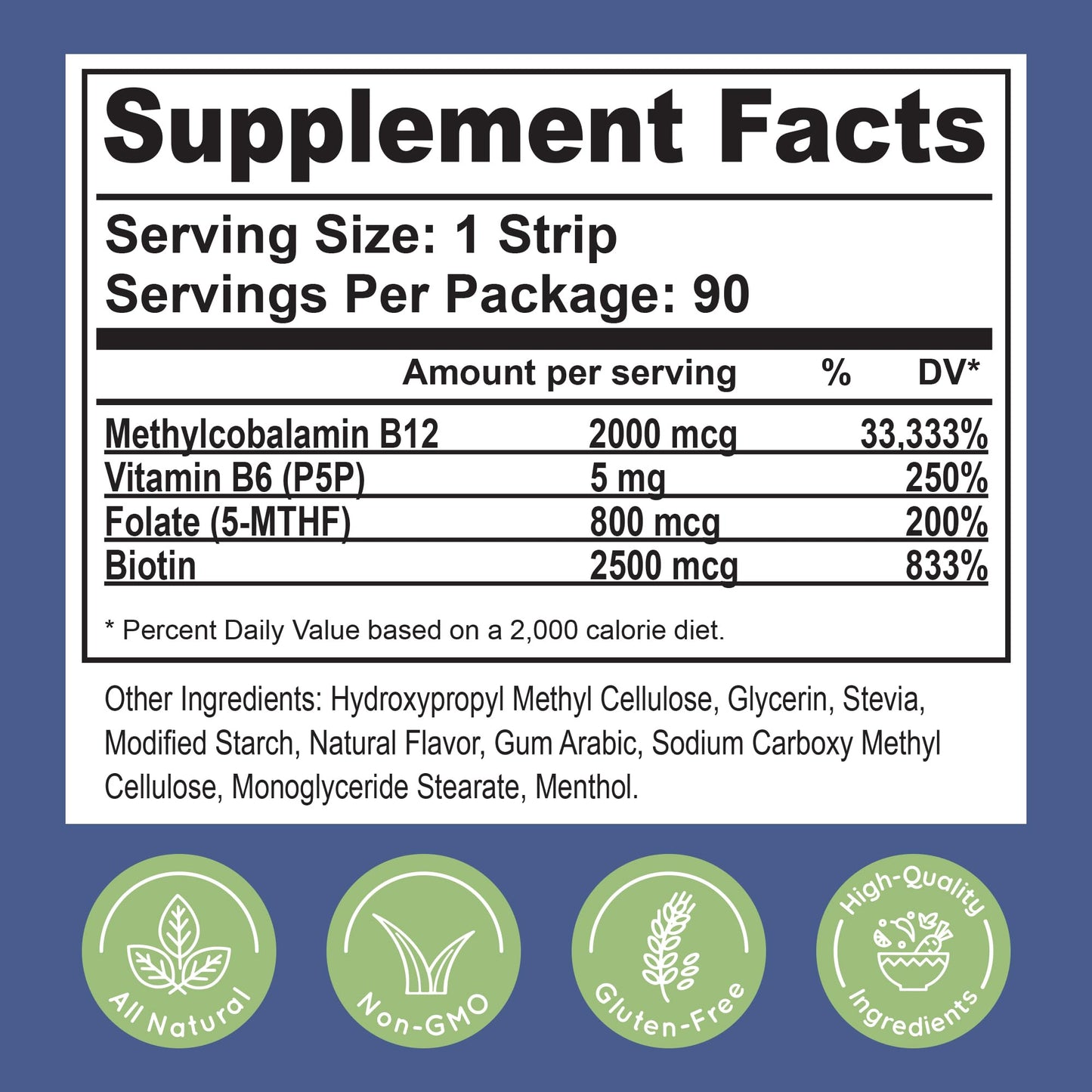 Essential Source 2000 mcg Methylcobalamin B12 Sublingual Strips | Energy, Focus & Hair Support