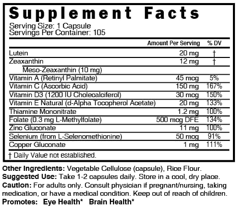 Nature's Fusions Nutri Lutein 20mg – Eye Vitamins Complex (60 Capsules)