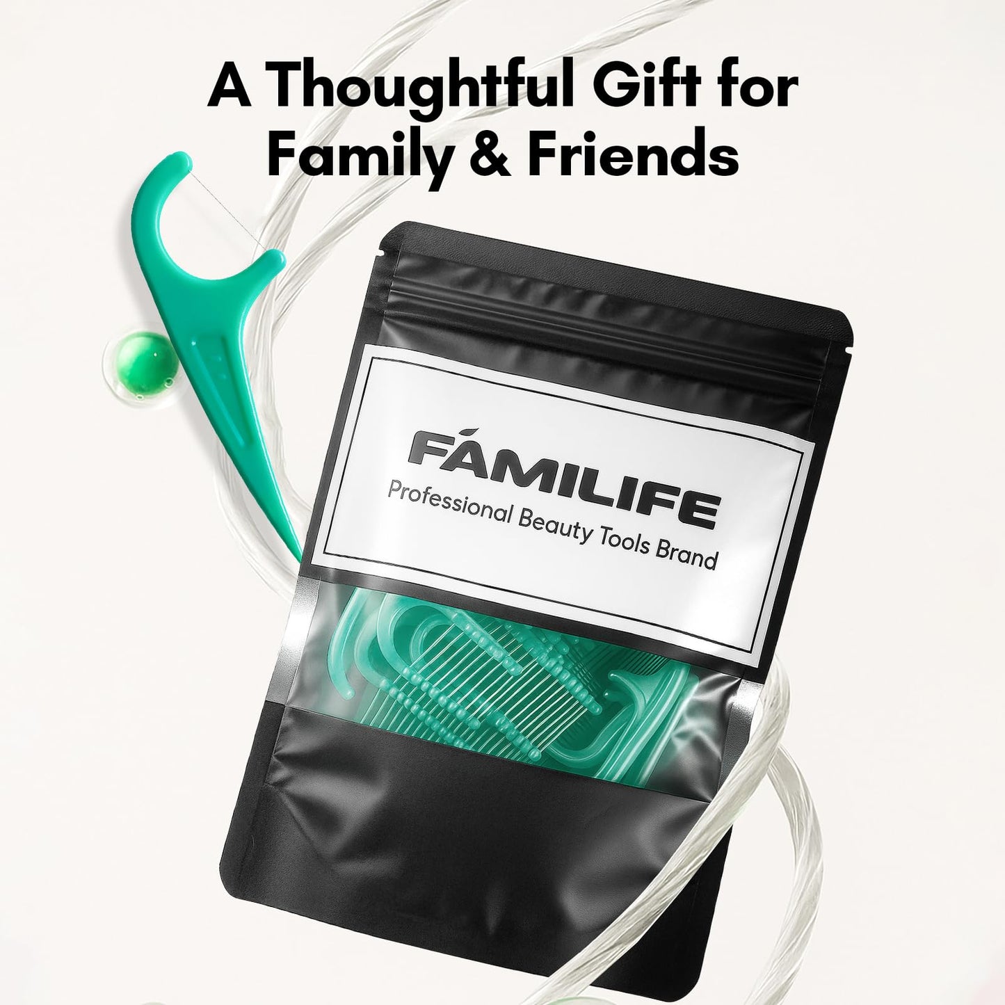 FAMILIFE Floss Picks 90 Count Mint – Dual-Head Dental Floss Picks for Adults & Kids