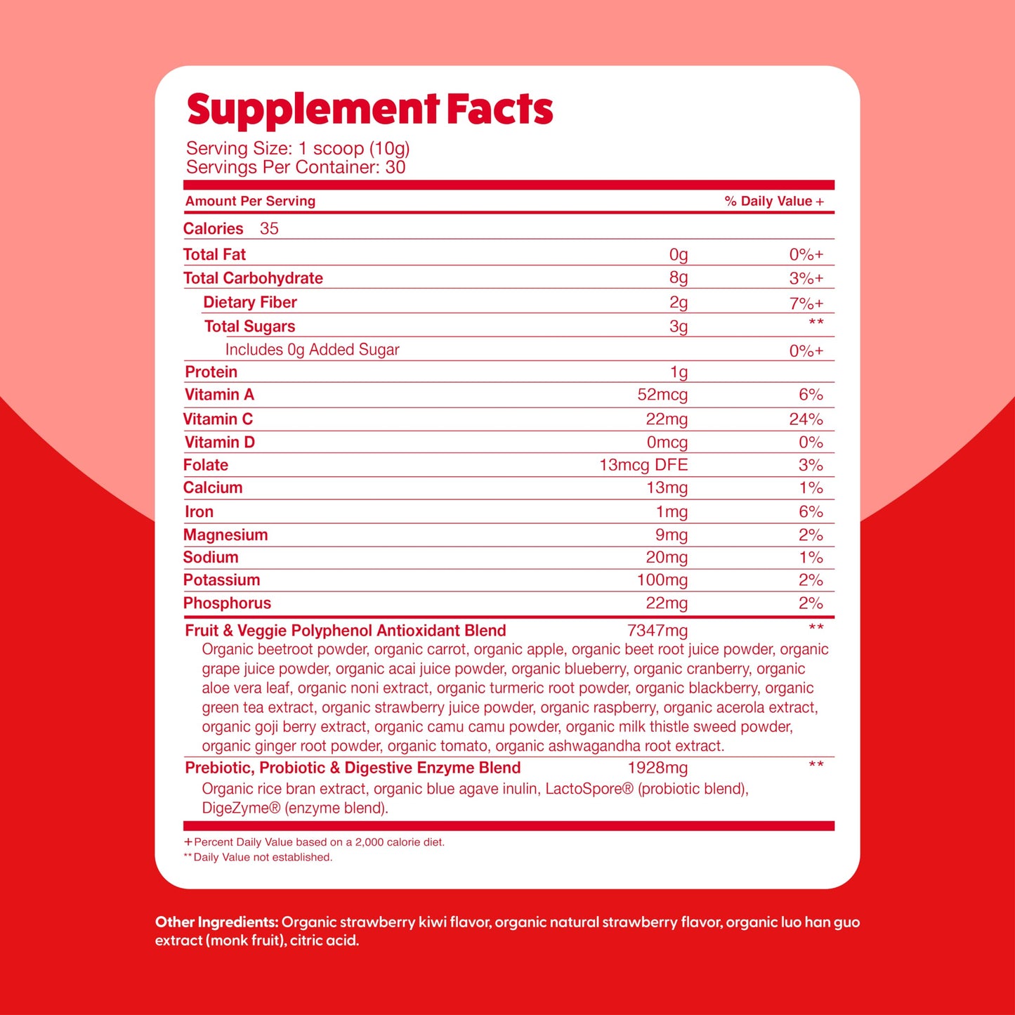 Feel Great Organic Superfood Reds Powder – Beet Root & Digestive Support