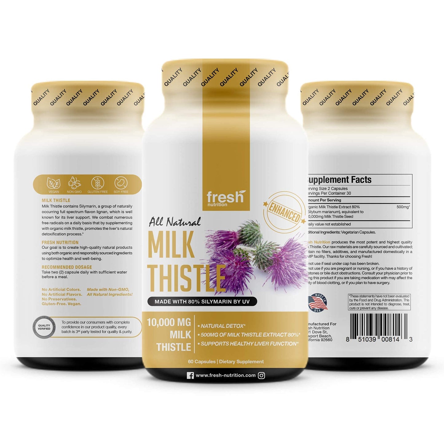 Fresh Nutrition Milk Thistle Capsules 10,000mg - Pack of 2