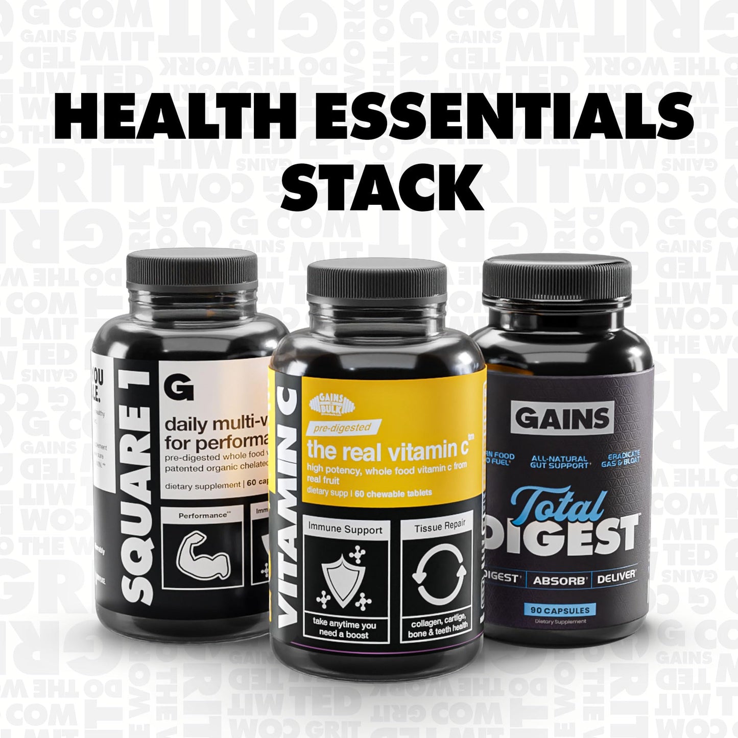 Gains in Bulk Square 1 Multivitamin with Organic Minerals – For Women & Men, 60 Capsules | Muscle Health, Performance & Immune Support