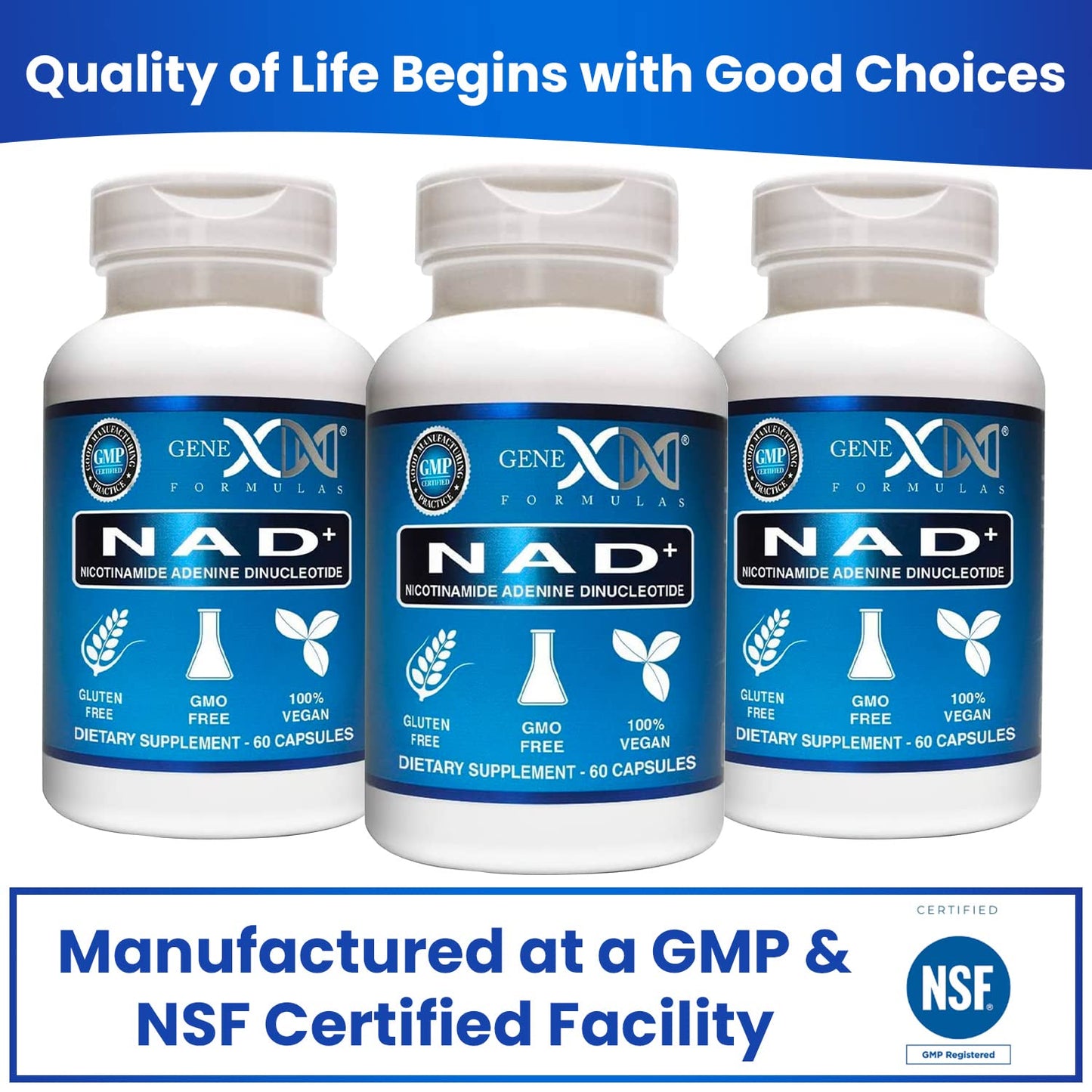 Genex NAD+ 250mg – 60 Capsules | Actual NAD+ (Nicotinamide Adenine Dinucleotide)