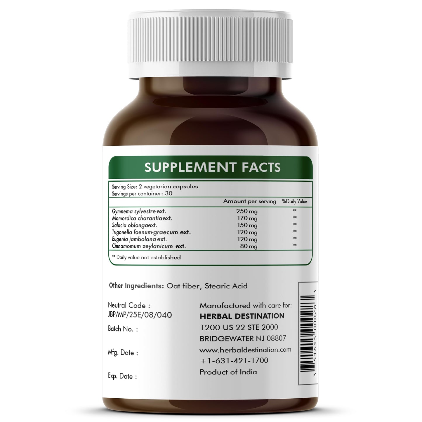 GlucoSuprs Hrx - Herbal Blend with Gymnema, Cinnamon & More | 60 Capsules