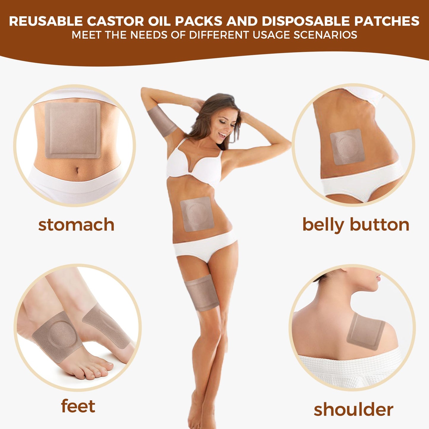 GYBOHO Castor Oil Pack Wrap + 16oz Organic Castor Oil with Patches - USDA Organic