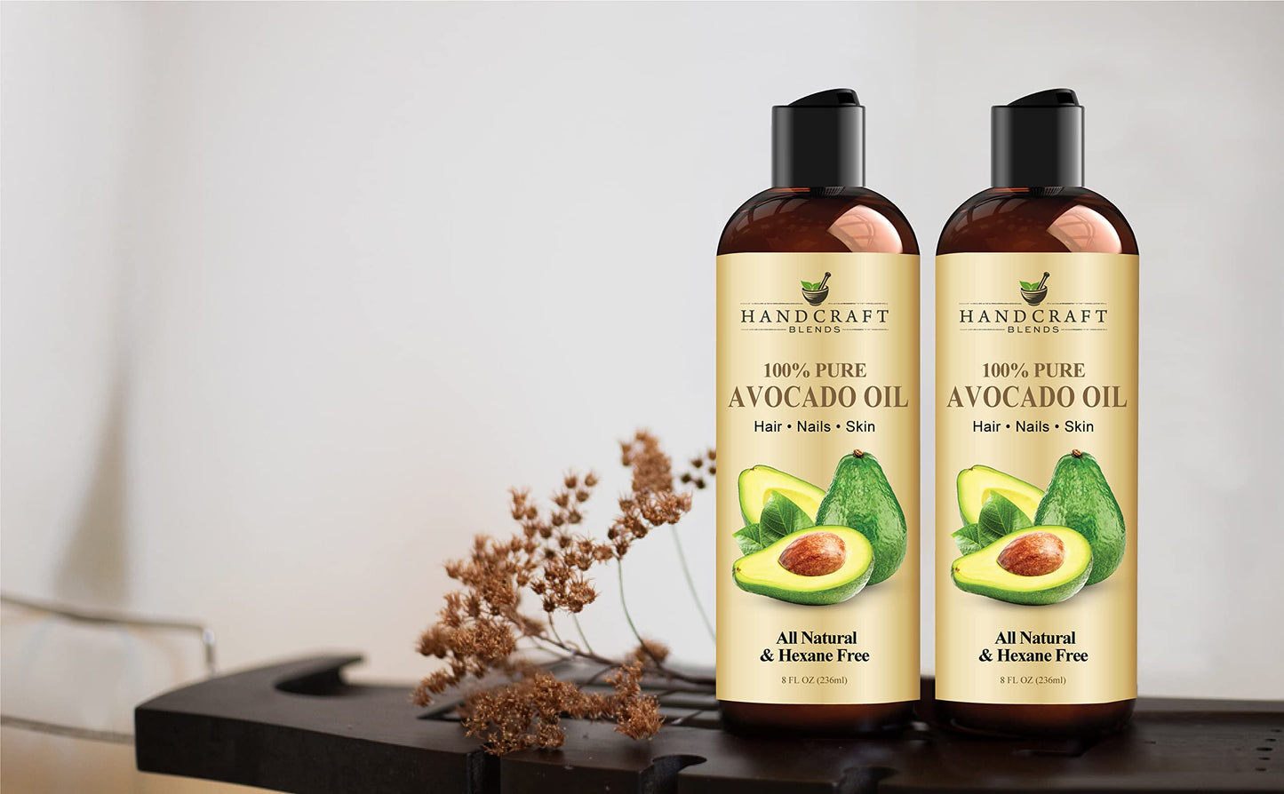 Handcraft Blends Avocado Oil - Cold-Pressed 8oz | Pure Carrier Oil for Skin & Hair