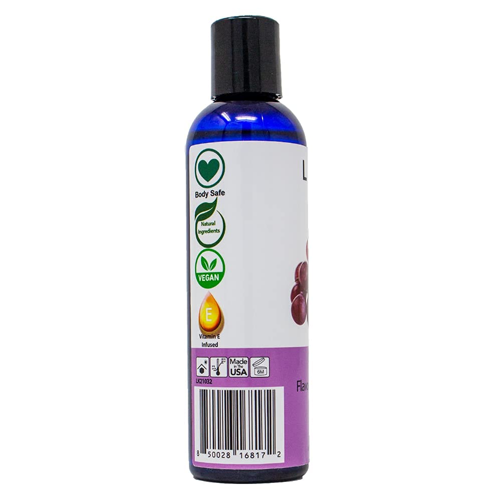Grape Flavored Massage Oil - Vitamin E, Sweet Almond & Coconut Oil, 4 oz (Vegan, Non-Sticky)