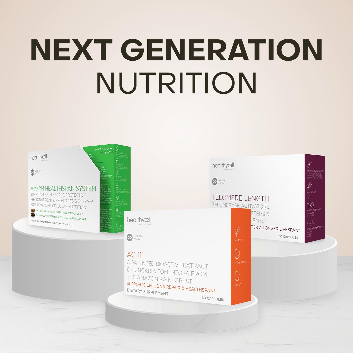 HealhtyCell AM/PM Healthspan System - 90+ Vitamins, Minerals, Protective Phytonutrients, Probiotics & Enzymes for Advanced Cellular Nutrition - 60 AM Tablets & 60 PM Tablets