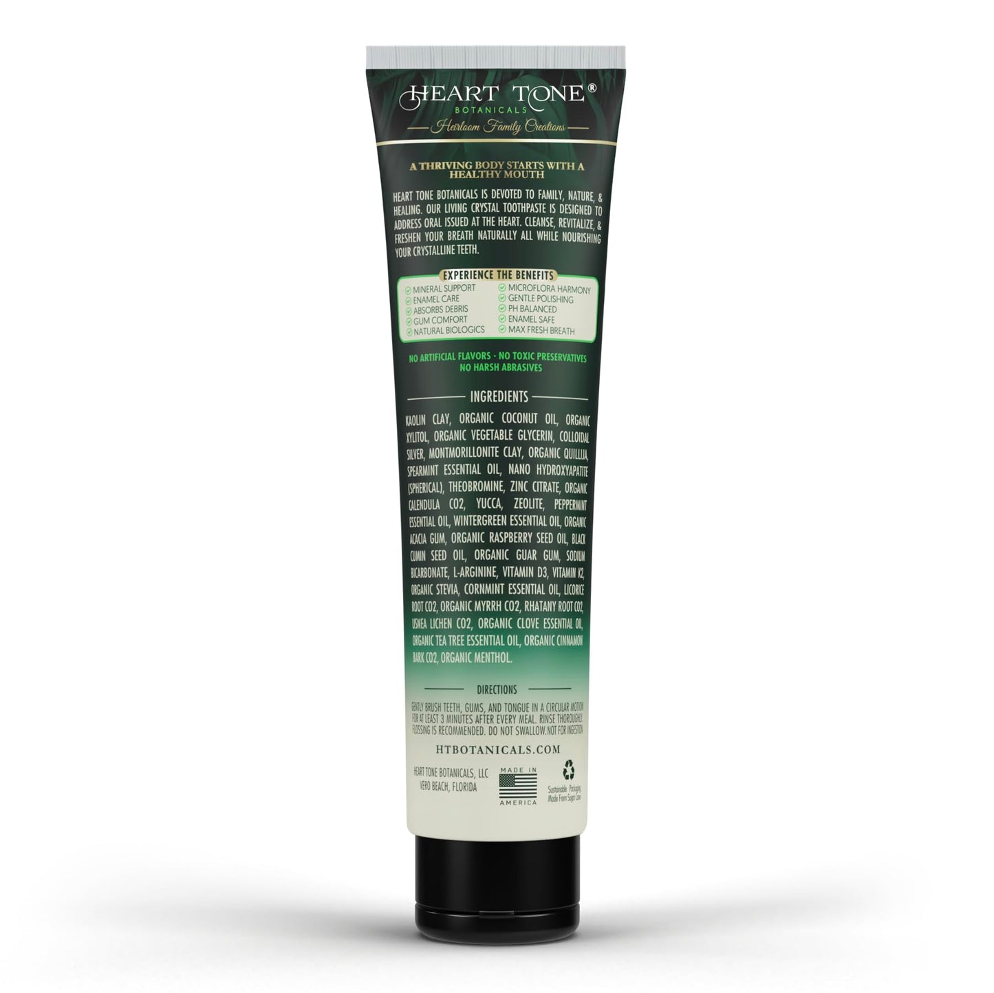 Heart Tone Botanicals Living Crystal Toothpaste - Fluoride Free & Remineralizing Nano Hydroxyapatite