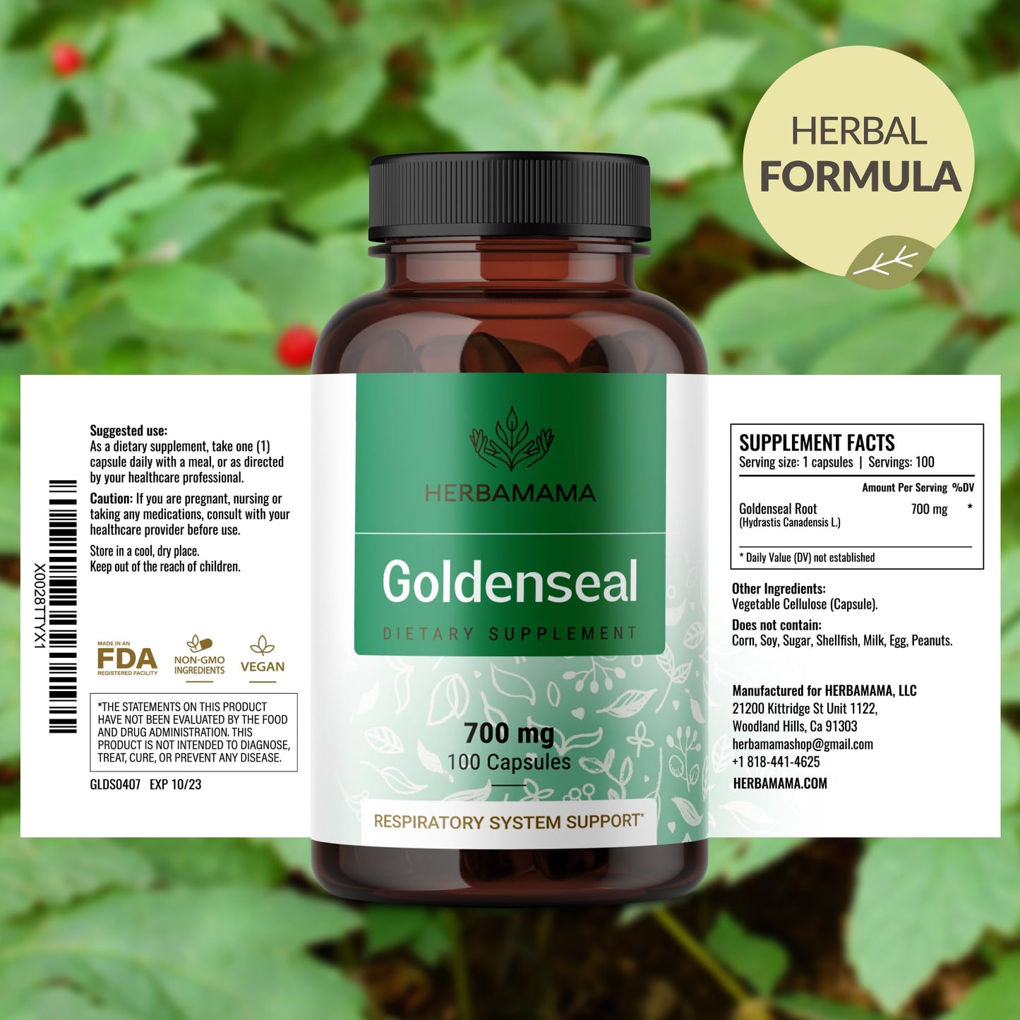 Goldenseal Root Capsules 700mg - Immune & Respiratory Support | Vegan, Non-GMO (Pack of 2)