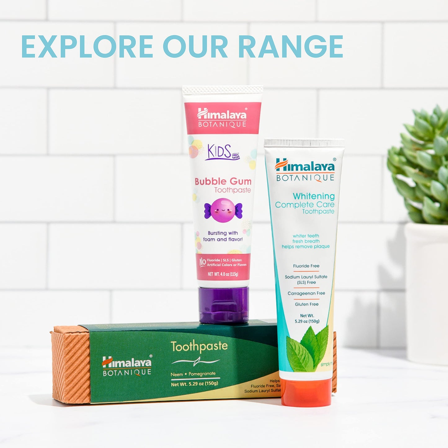 Himalaya Botanique Neem & Pomegranate Travel Toothpaste - Mint, Fluoride Free, 0.74 oz, Pack of 10
