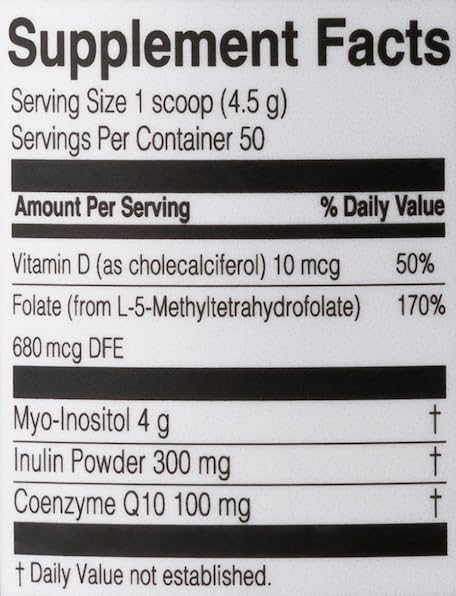 Holiherb Myo Inositol (4g) + Methyl Folate + CoQ10 (100mg) | Powdered Supplement | 50 Days