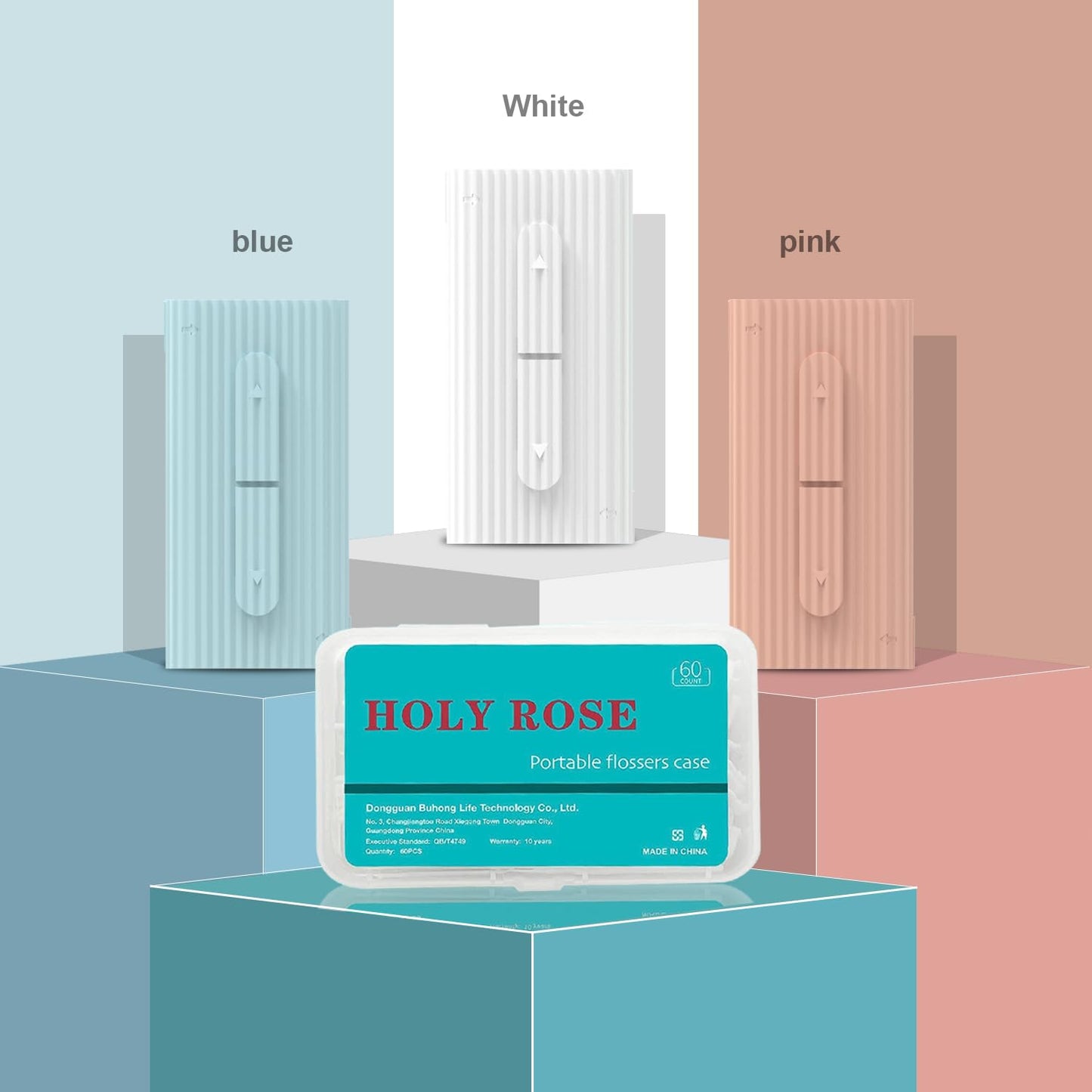 Holy Rose Portable Dental Floss Dispenser - 2 Box, 80 Count (Pink)
