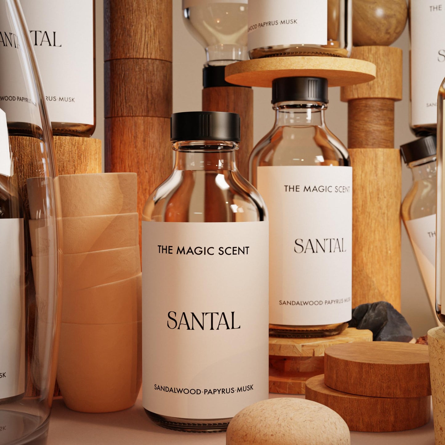 The Magic Scent Santal Diffuser Oil – Fragrance Oil for Diffusers | Sandalwood, Musk & Cardamom | 16.9 fl oz (500 mL) | Cold-Air & Ultrasonic