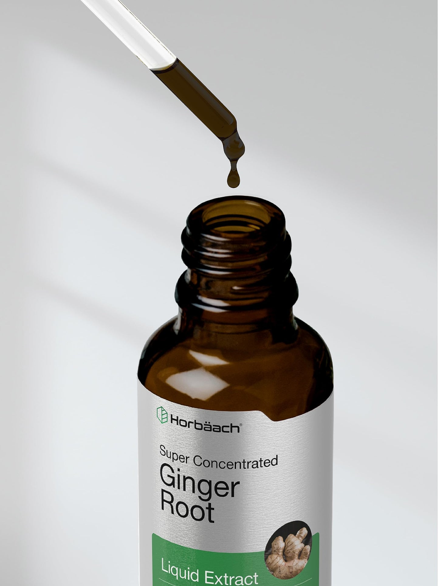 Horbäach Ginger Root Liquid Extract - 2 oz | Alcohol-Free, Gluten-Free, Non-GMO, Vegetarian