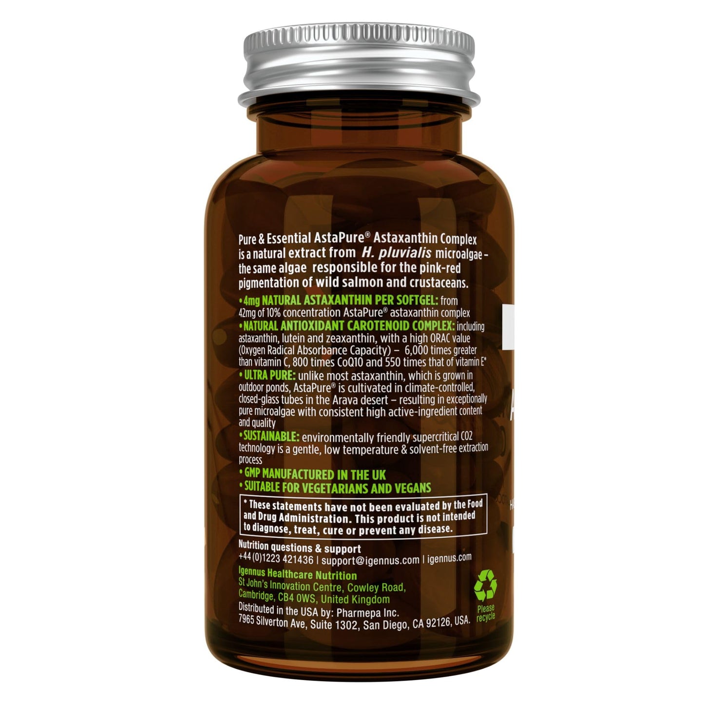 Igennus Vegan Astaxanthin 4mg Complex with Lutein & Zeaxanthin | 90 Softgels