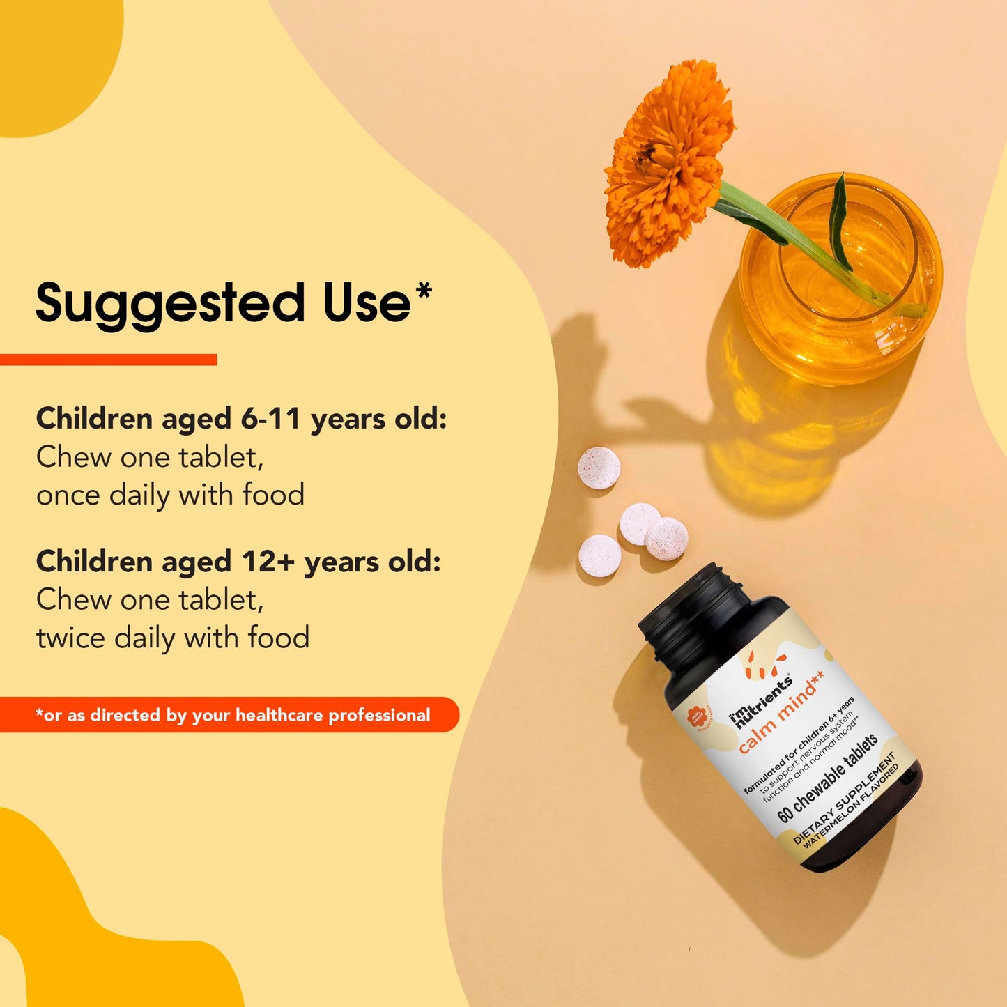 I'm Nutrients Calm Mind for Kids — Saffron, Zinc, Magnesium & Vitamin B6 | 60 Chewable Tablets