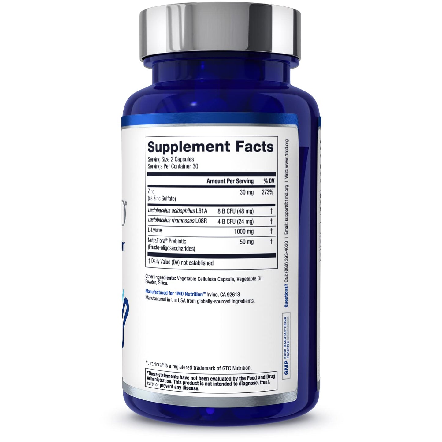 ImmunityMD Probiotic – Immune Support with Zinc & Prebiotic | 60 Capsules | 1MD Nutrition