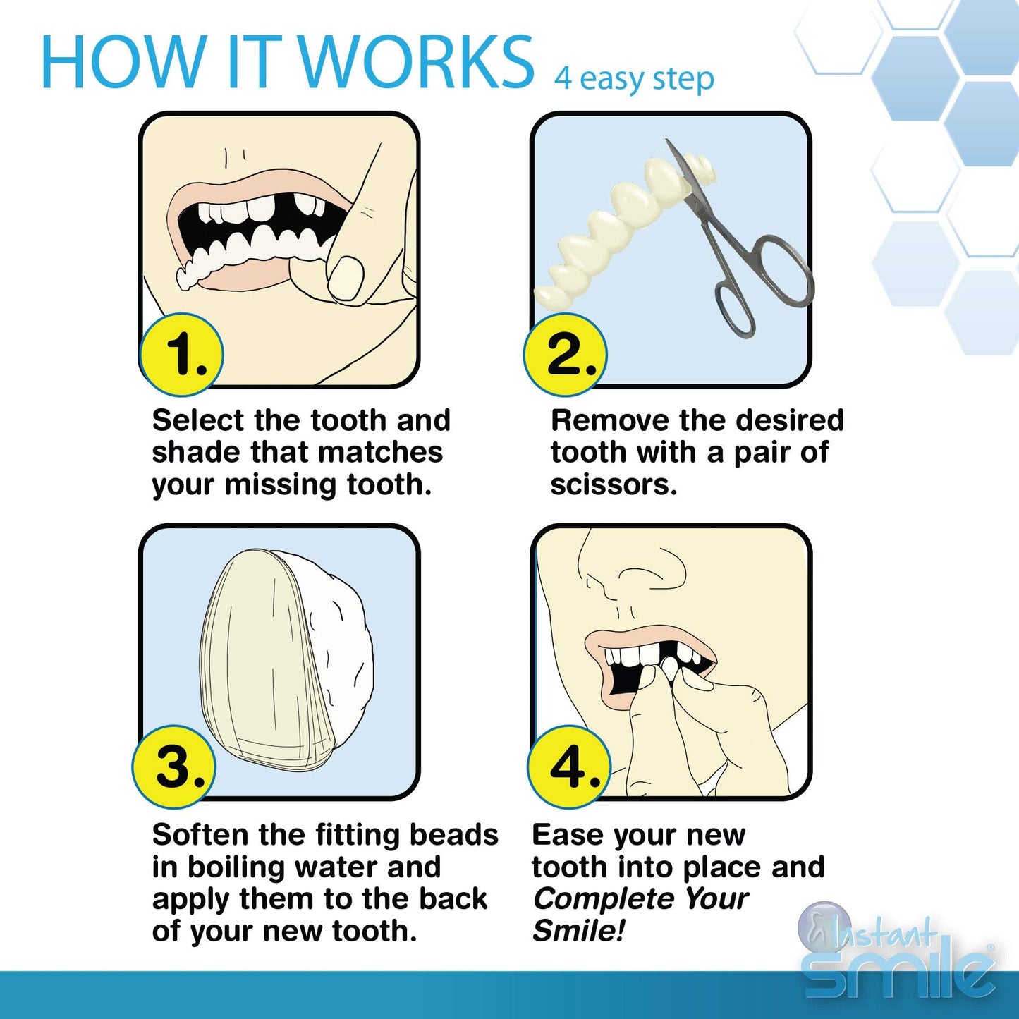 Instant Smile Temporary Tooth Replacement Kit - Replace a Missing Tooth Fast (Patented)