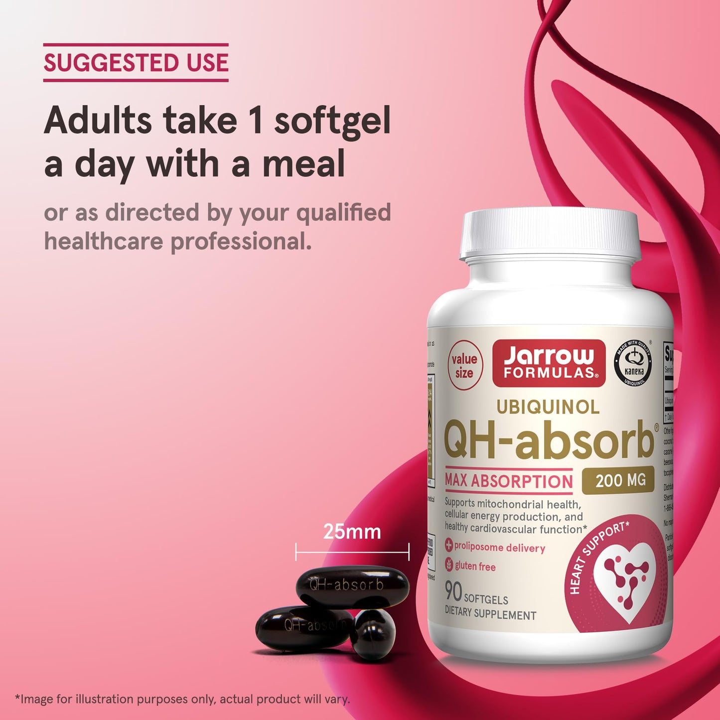 Jarrow Formulas QH-Absorb 200 mg – Active Co-Q10 (Ubiquinol) for Mitochondrial Energy & Cardiovascular Support | 90 Softgels