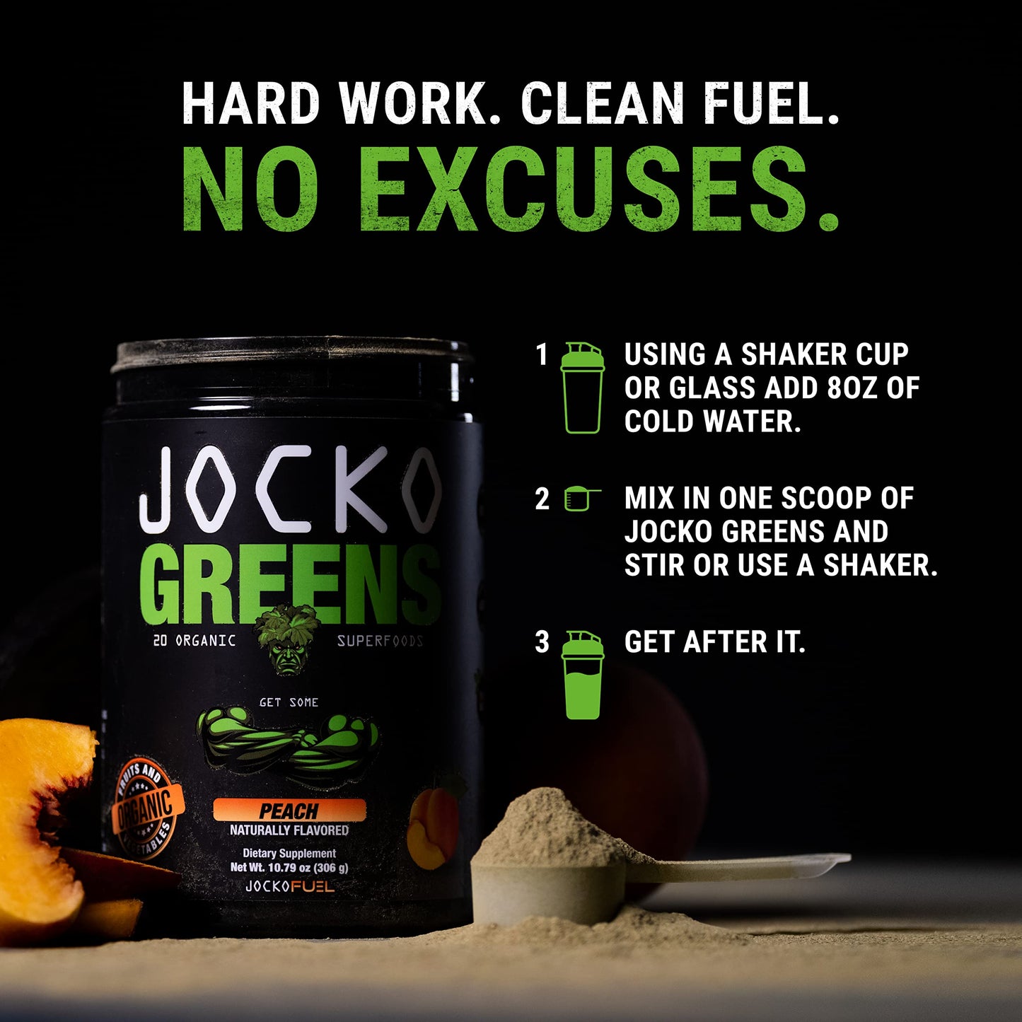 Jocko Fuel Daily Greens Powder – Organic Greens Superfood for Digestion and Immune Support | 30 Servings
