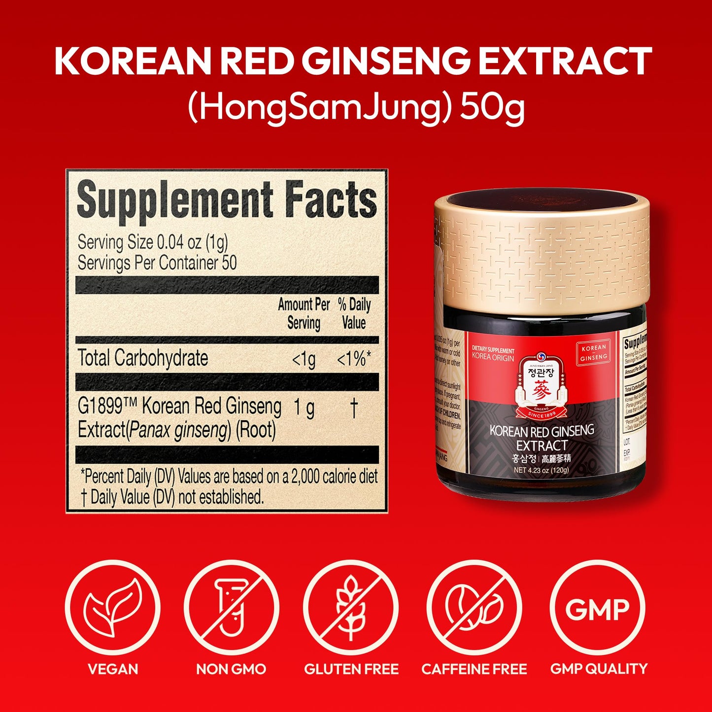 JUNG KWAN JANG US Korean Red Ginseng Extract Paste – Energy & Immune Support (120g)