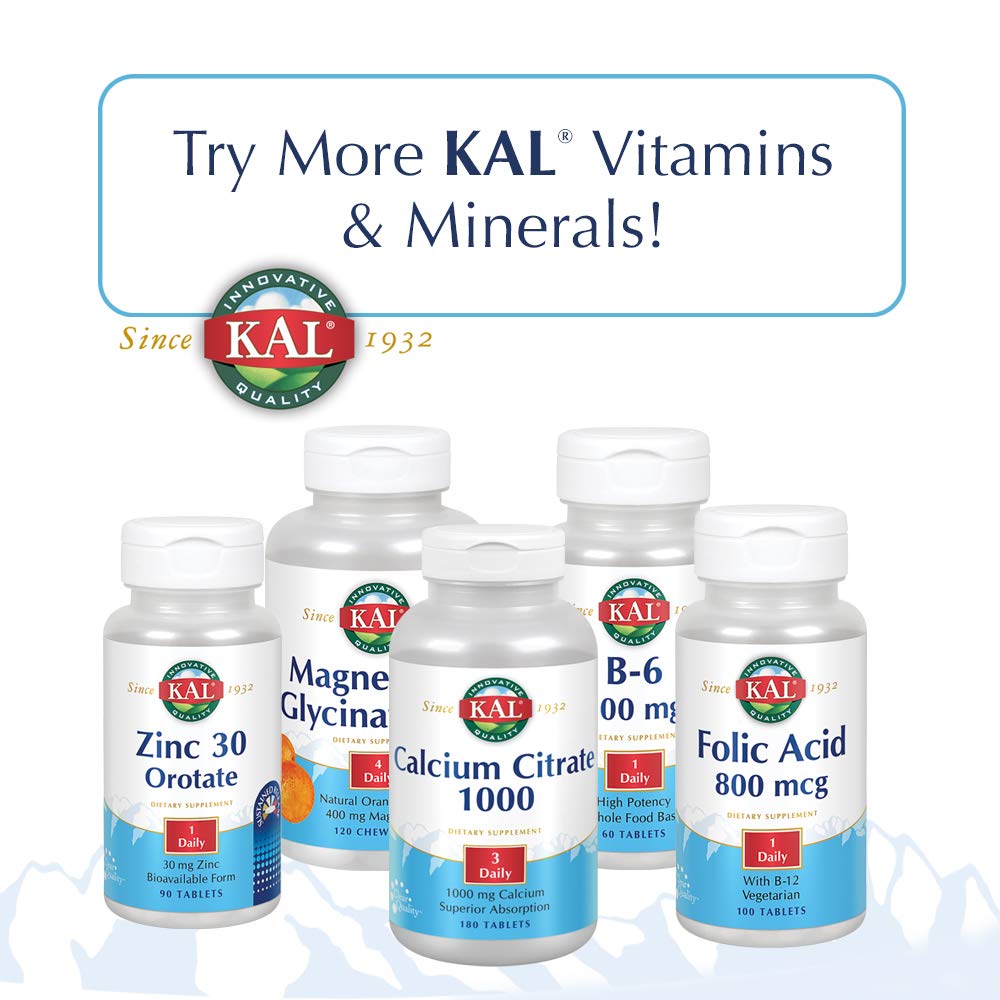 KAL Cal/Mag/Zinc | 1000mg Calcium, 400mg Magnesium & 15mg Zinc | Bone, Muscle, Heart & Immune Support | 250ct