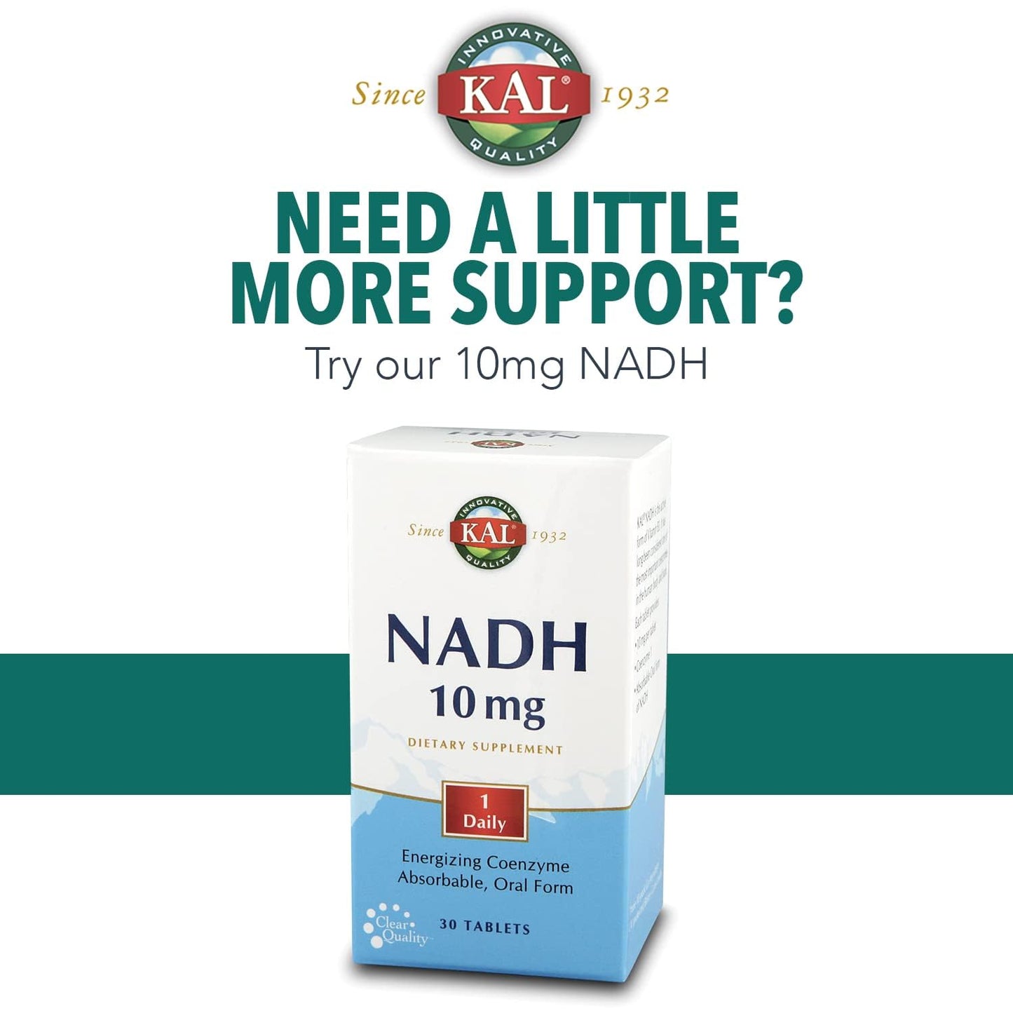 KAL NADH 5mg 60ct – NADH Brain Support (60 Tablets, 60 Serv)