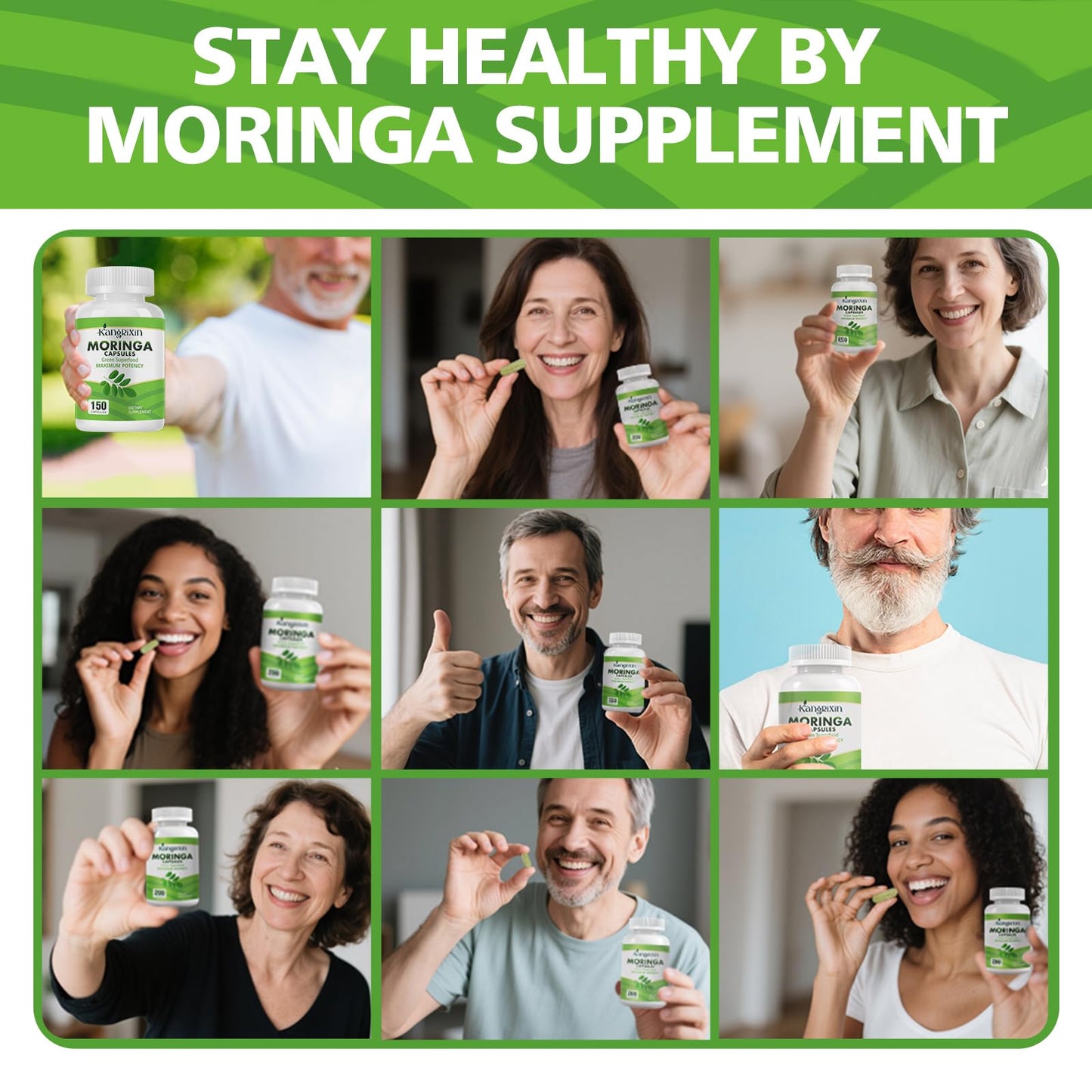 KangRiXin Moringa Capsules with Pure Moringa Powder | Skin Health and Immune Support | Non GMO, Gluten Free(150PCS)