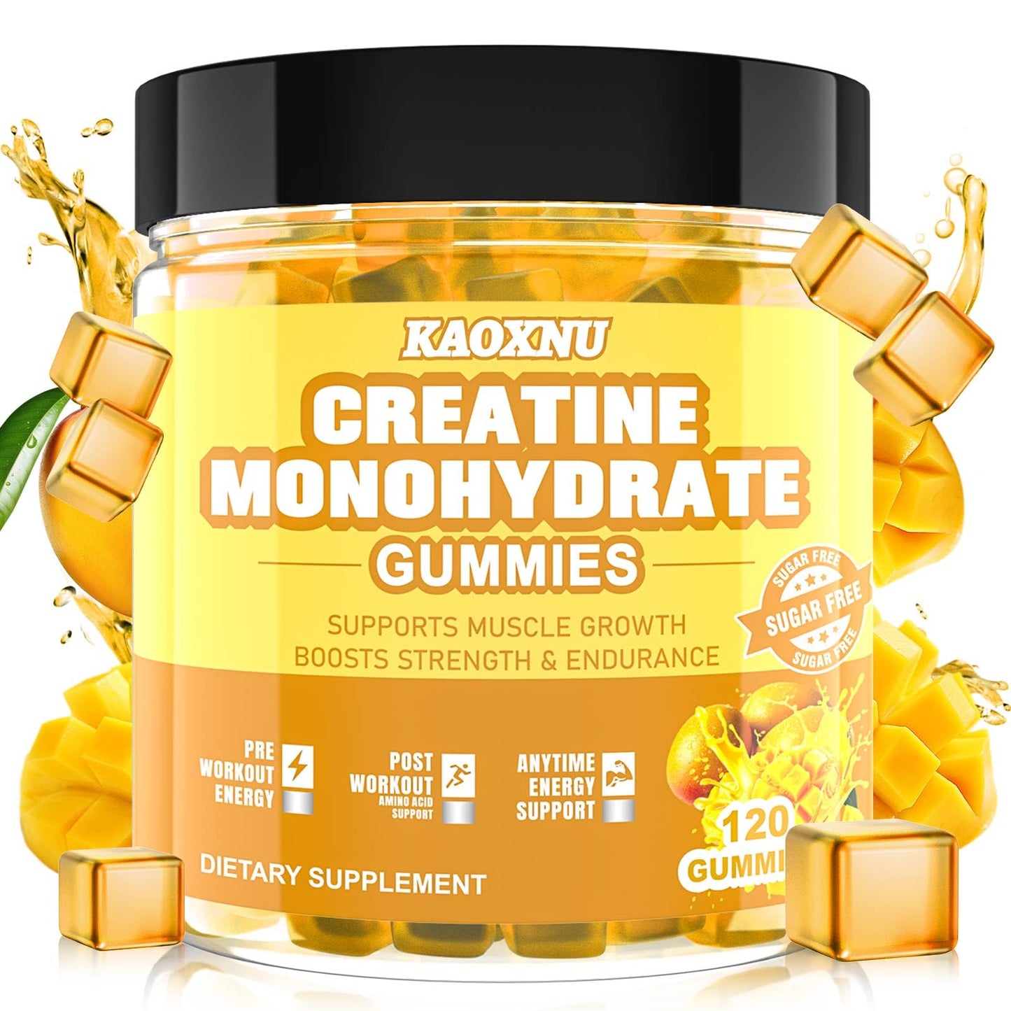 KAOXNU Creatine Monohydrate Gummies – 2 Pack, 120 Count, Sugar Free, 5.6g per Serving