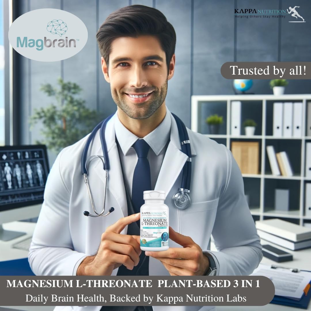 Kappa Nutrition Magbrain Magnesium L-Threonate – 420 mg Elemental Magnesium, 150 Vegan Capsules