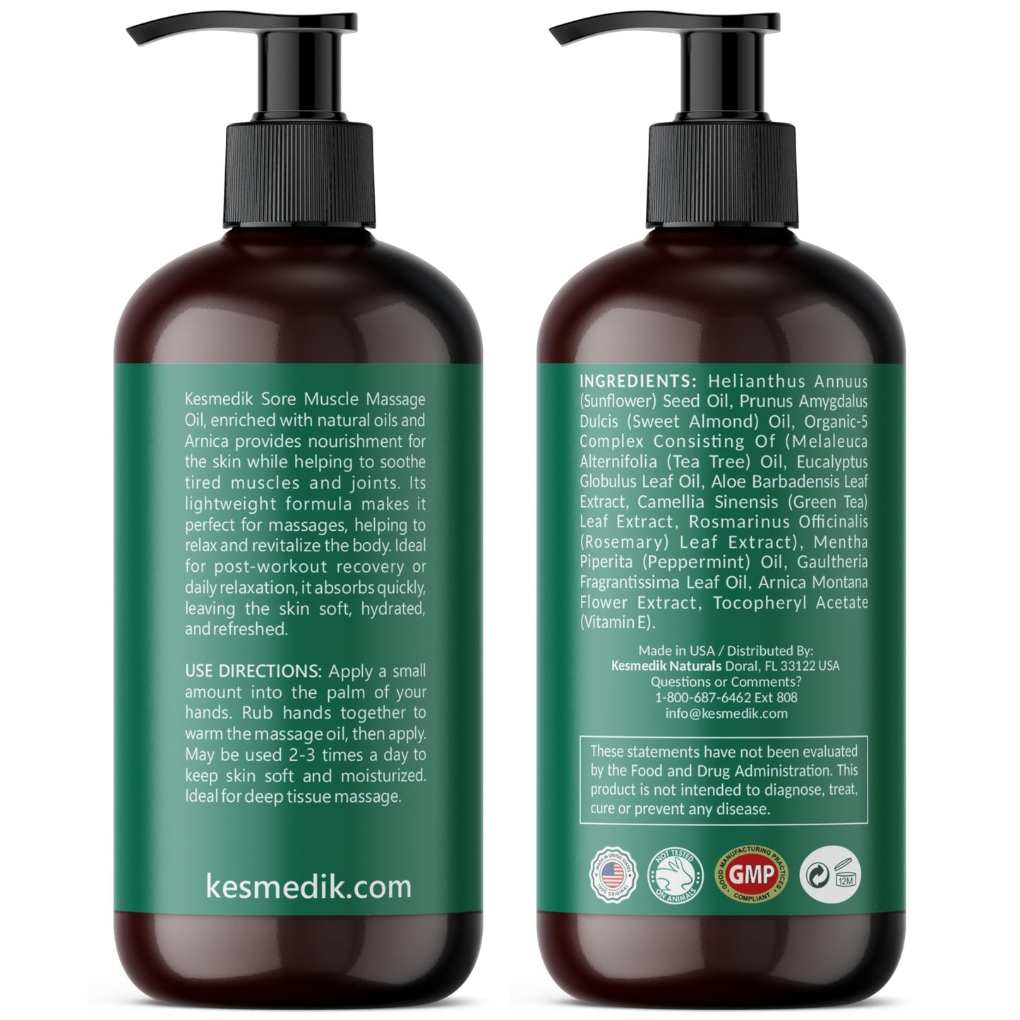 Sore Muscle Massage Oil with Arnica, Eucalyptus & Tea Tree – Kesmedik
