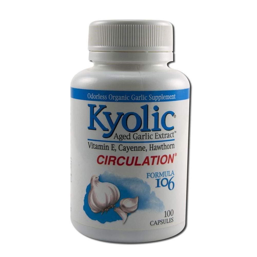 Kyolic - Formula 106 Aged Garlic Extract for Circulation - 3 Pack of 100 Capsules (300 Capsules Total)
