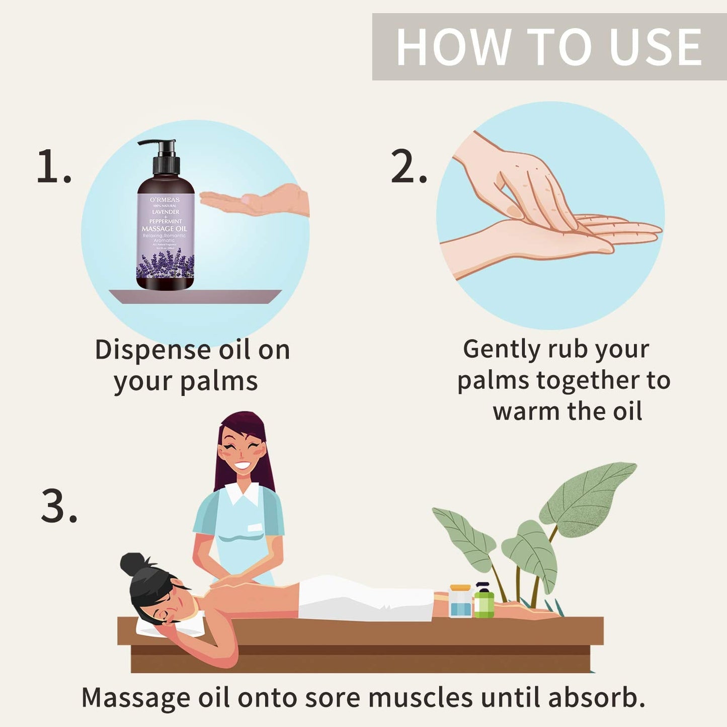 Lavender & Peppermint Massage Oil – Skin Moisturizing Body Oil, 10.2 fl oz