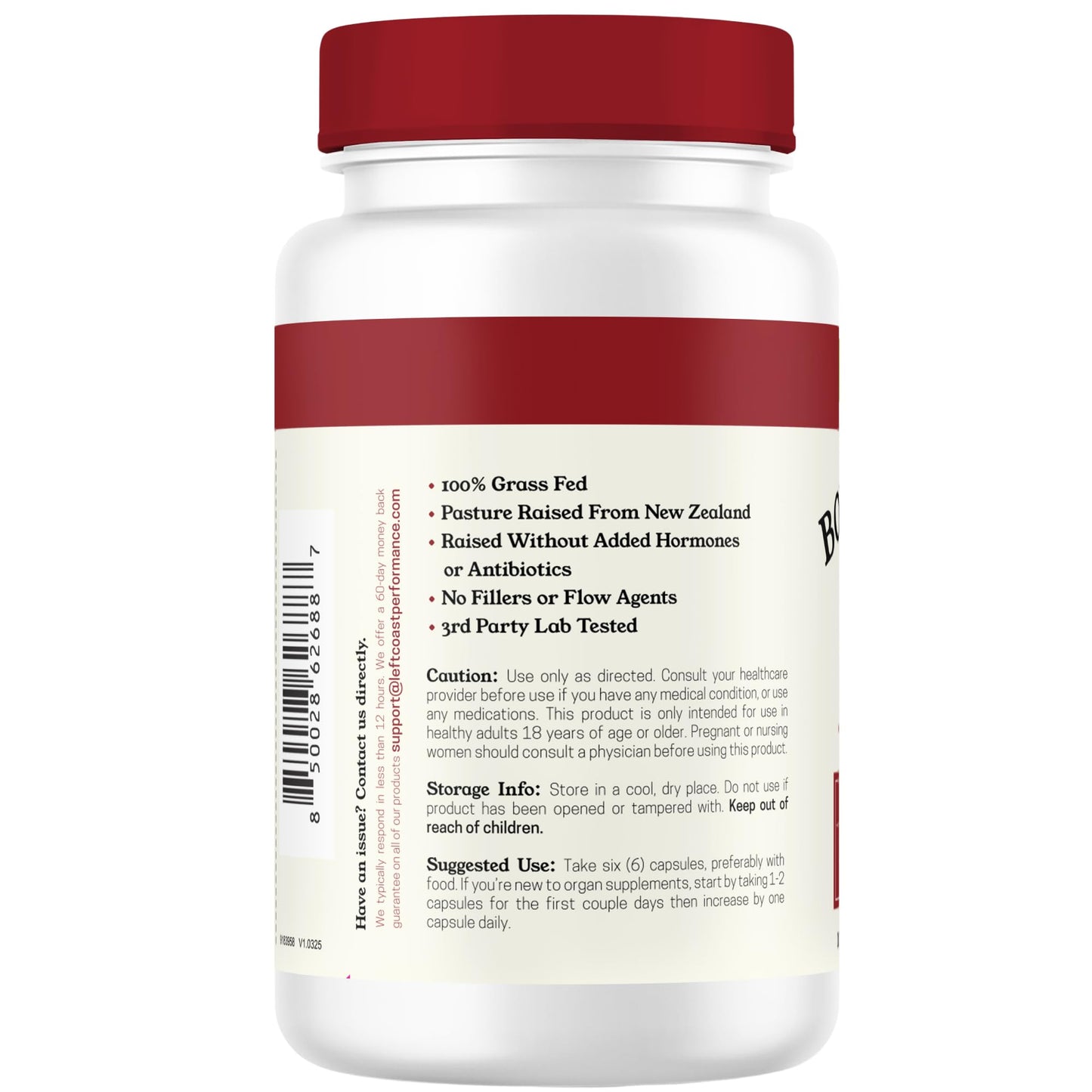 Left Coast Performance Grass-Fed Bovine Blood & Beef Liver Supplement – NZ Pasture Raised, Freeze-Dried, 180 Capsules