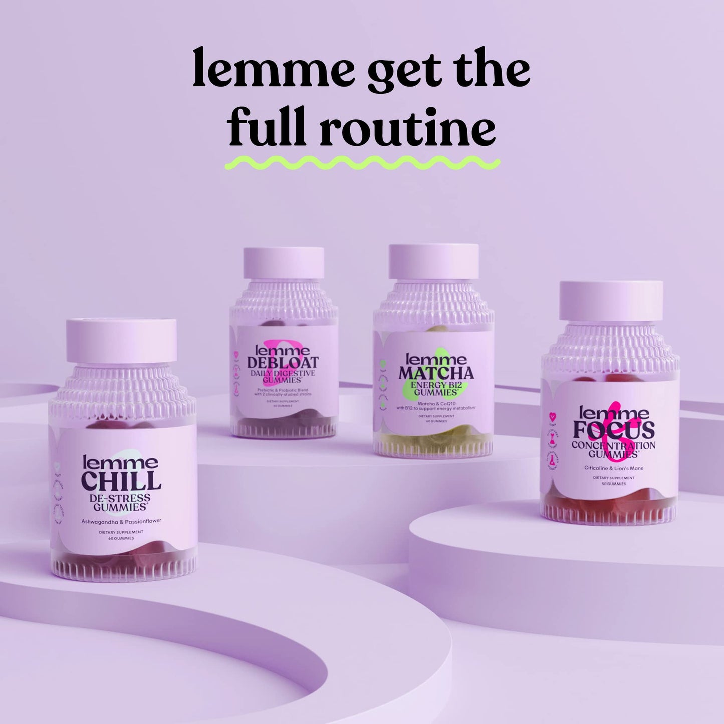 Lemme Focus Gummies – Cognizin, Lion’s Mane & B12 for Focus (50ct, Strawberry)