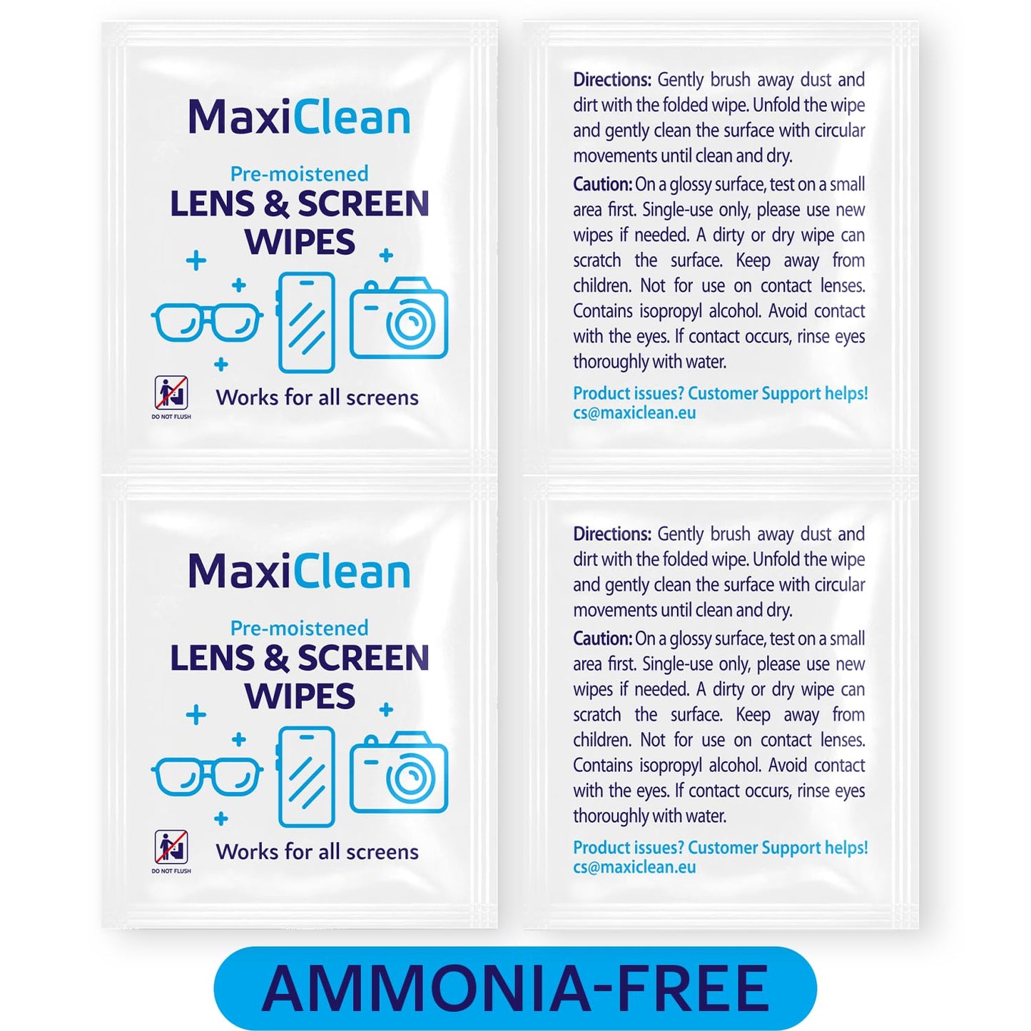 Lens Wipes for Eyeglasses – 200 Pre-Moistened Wipes | Glasses Cleaner for Eyewear, Sunglasses, Cameras, Screens