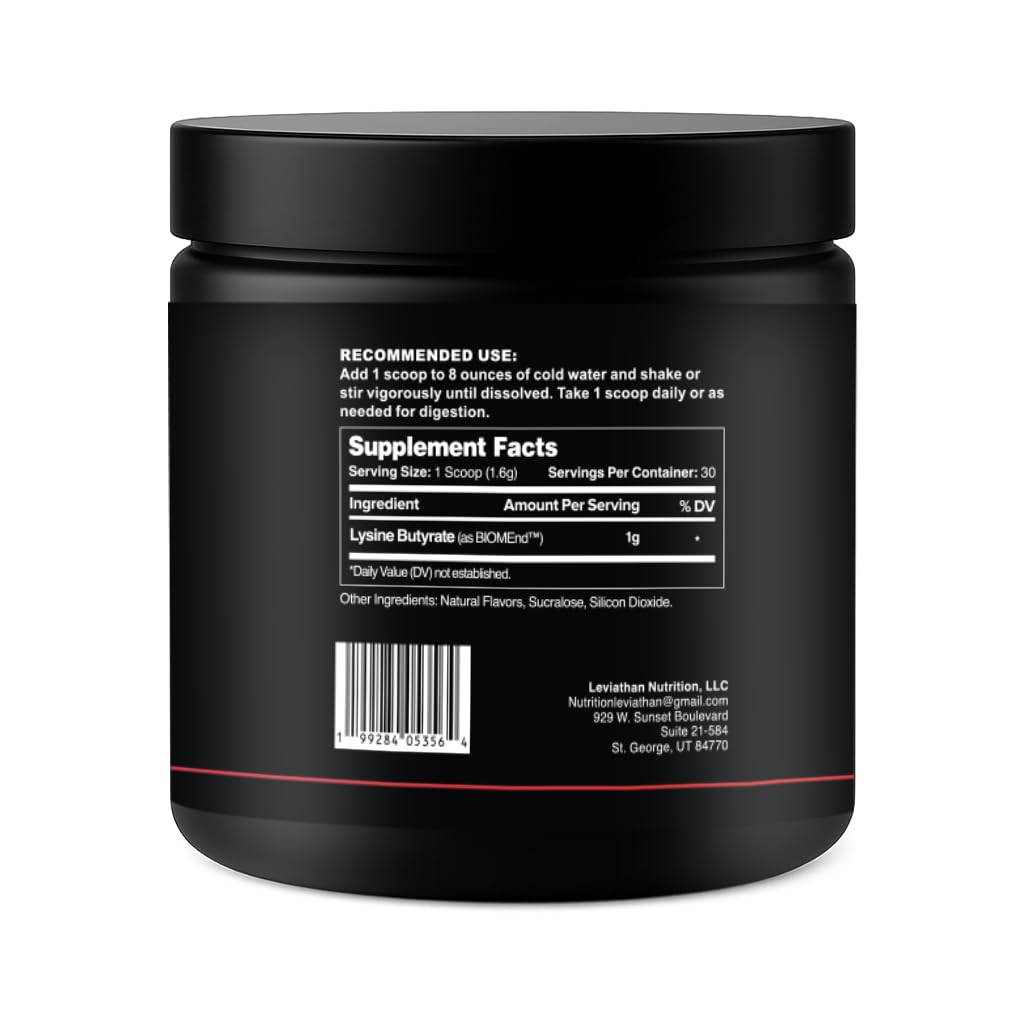 Leviathan Bloat Support with BIOMend | 1000mg Lysine Butyrate per Serving
